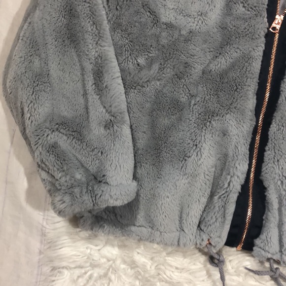 Lucky Brand Missy Faux Fur Gray Teddy Rose Gold Jacket - Picture 12 of 14